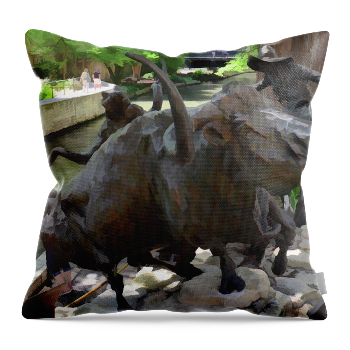 San Antonio Throw Pillow featuring the photograph Cattle Drive by Segura Shaw Photography