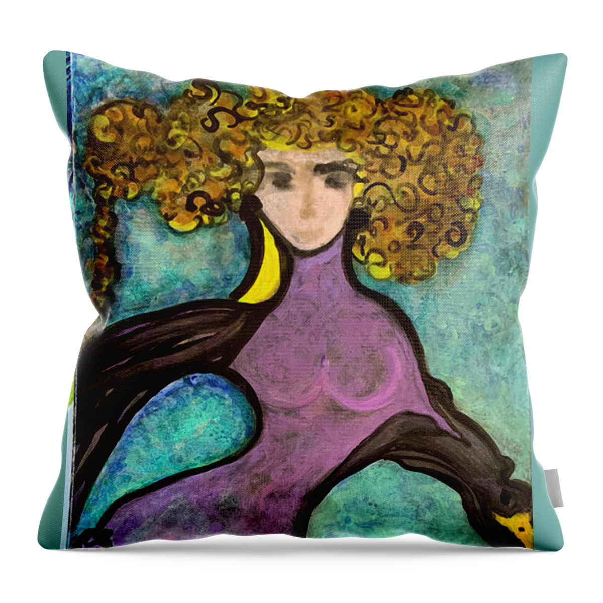 Girl Throw Pillow featuring the painting Girl in Bloomers by Leslie Porter