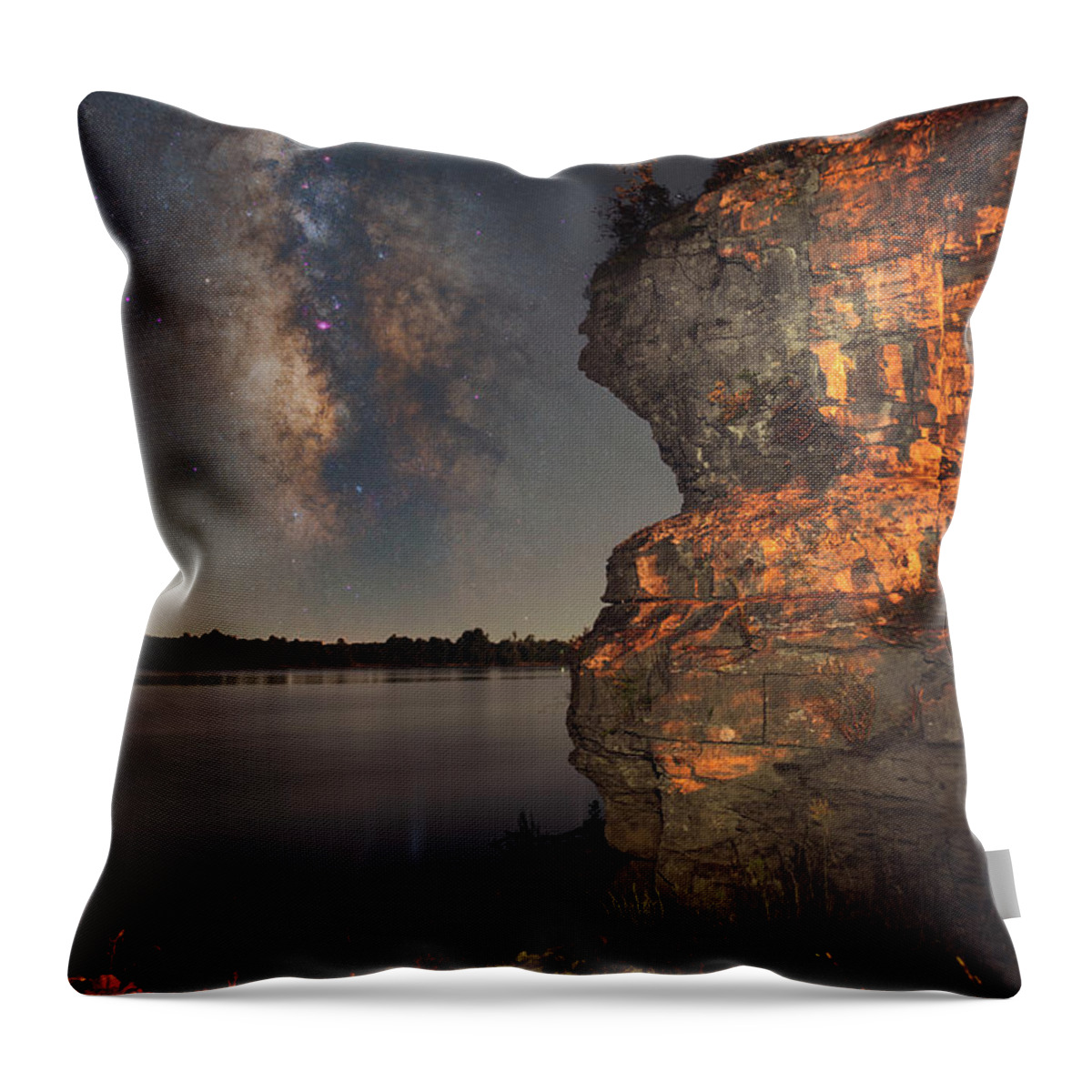 Nightscape Throw Pillow featuring the photograph Cave In Rock Bluff by Grant Twiss