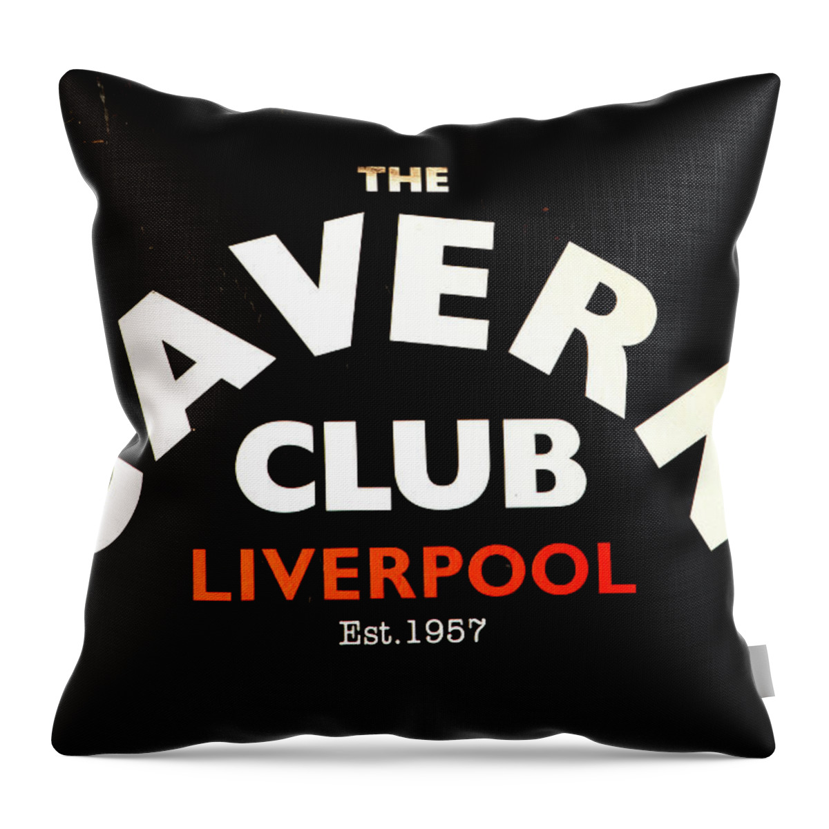  Throw Pillow featuring the photograph Cavern Club Logo, Liverpool by Marcy Wielfaert