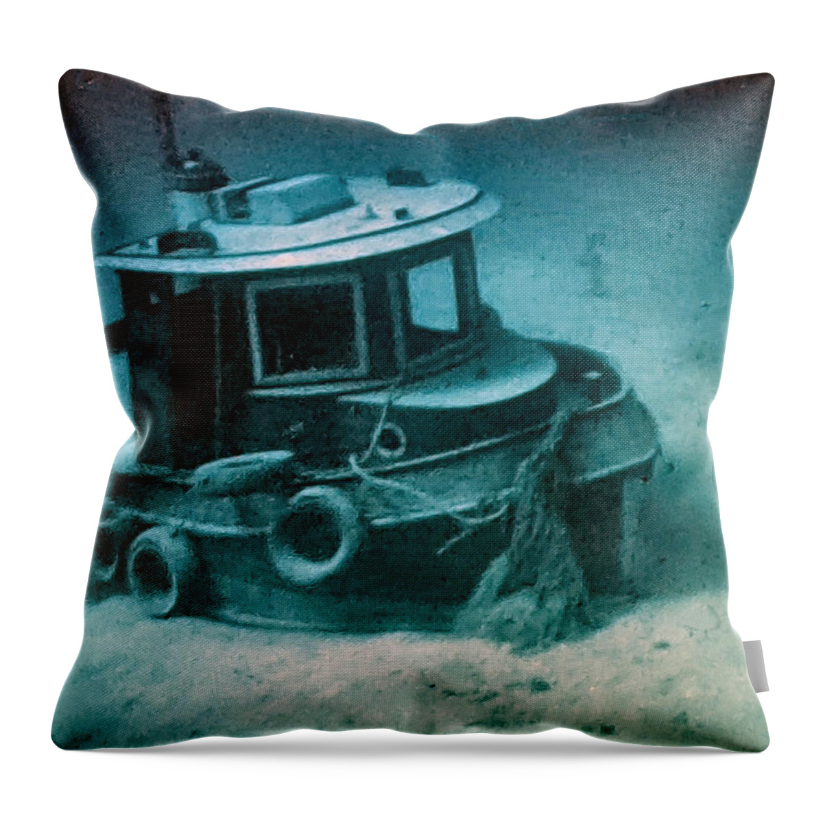 Grand Cayman Throw Pillow featuring the photograph Cayman's Smallest Tug by Lin Grosvenor