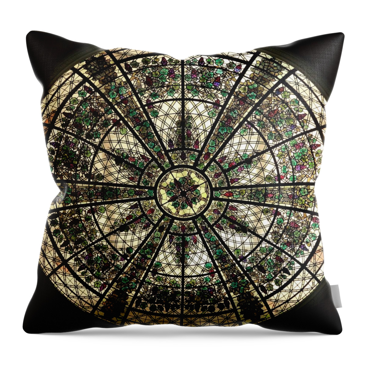 Casa Loma Castle Throw Pillow featuring the photograph Ceiling Dome in Casa Loma by Mingming Jiang