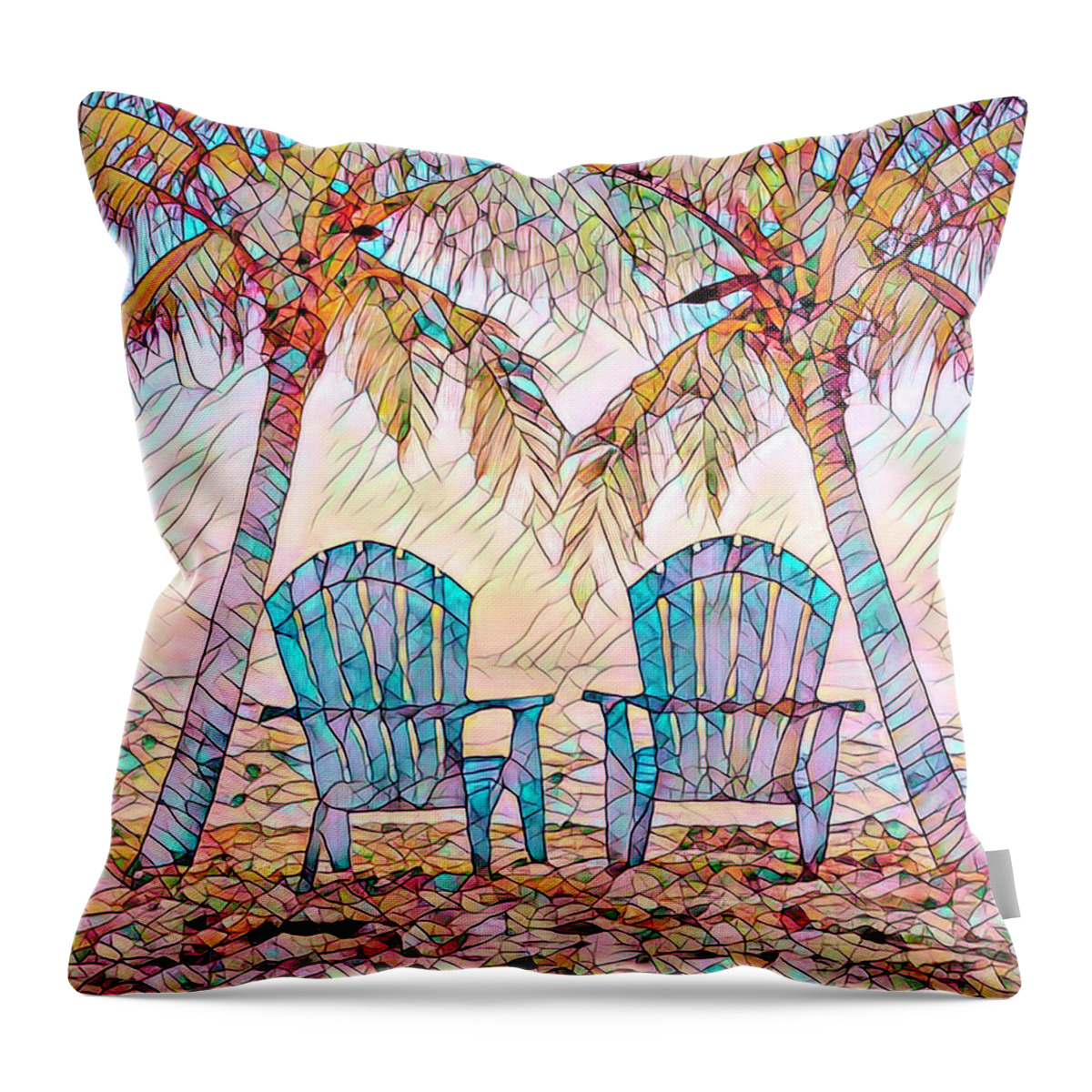 Clouds Throw Pillow featuring the photograph Celebrate Sunrise II in Stained Glass by Debra and Dave Vanderlaan