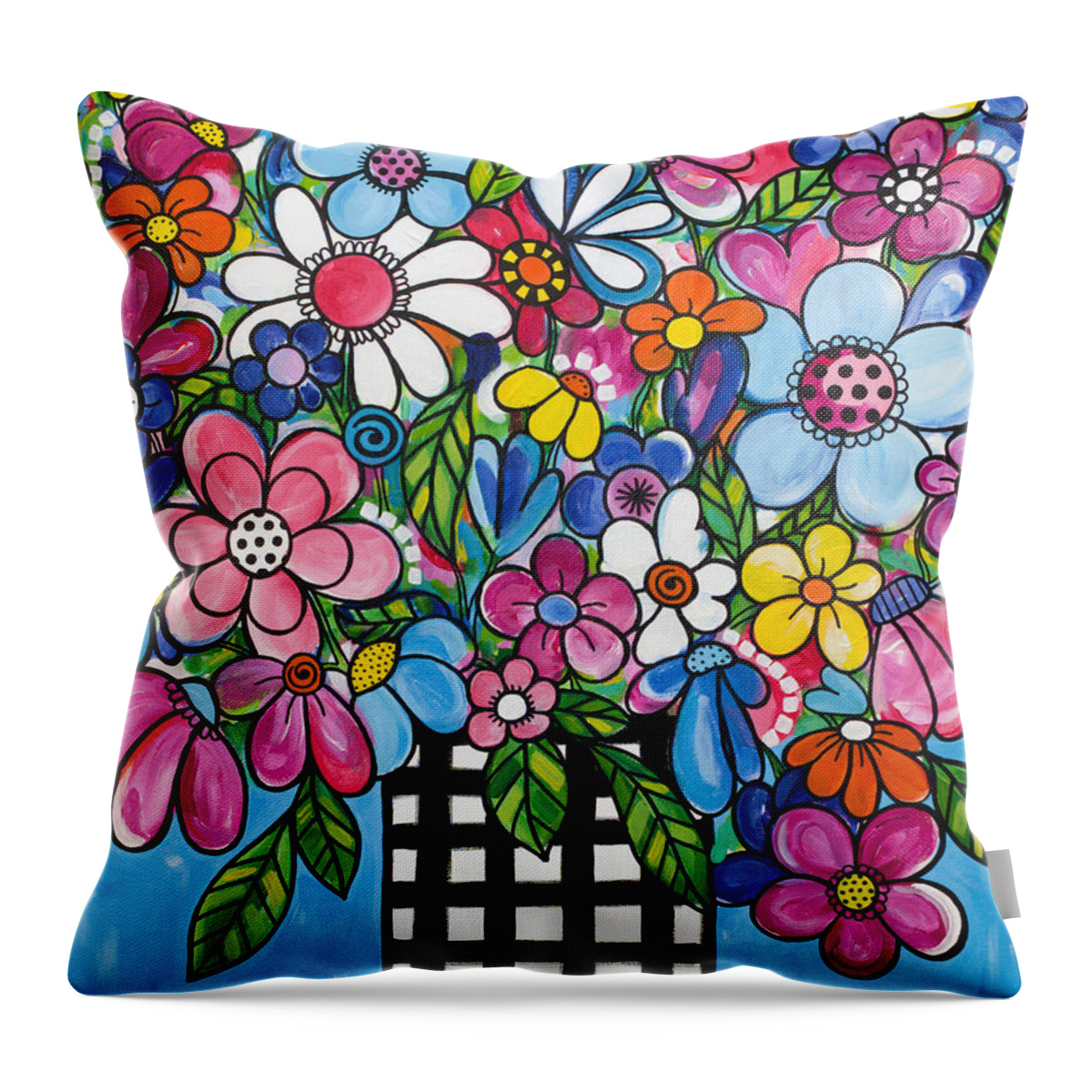 Bouquet Throw Pillow featuring the painting Celebration in a Vase by Beth Ann Scott
