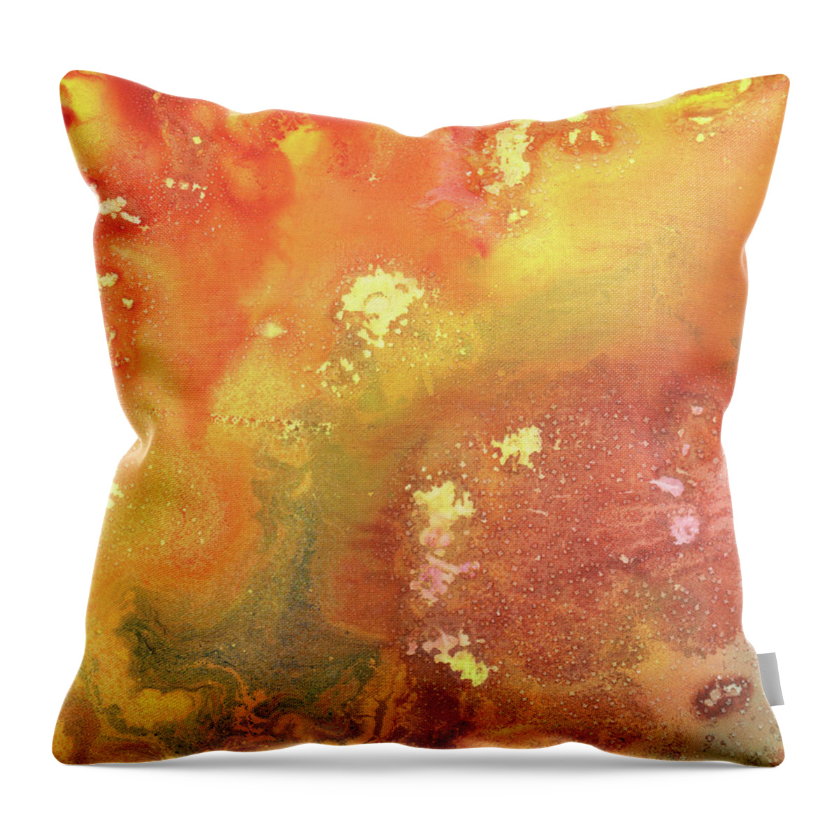 Abstract Throw Pillow featuring the painting Celestial Breeze Synergy Of Crystal And Abstract Watercolor Decor I by Irina Sztukowski