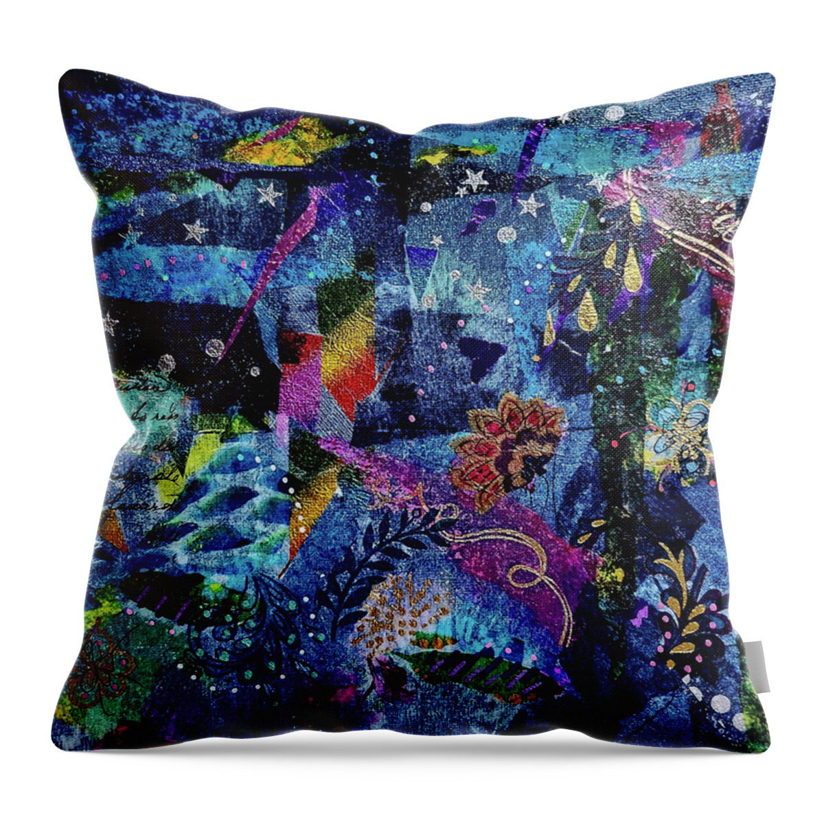 Spirit Throw Pillow featuring the mixed media Celestial Conversations by Deborah Cherrin