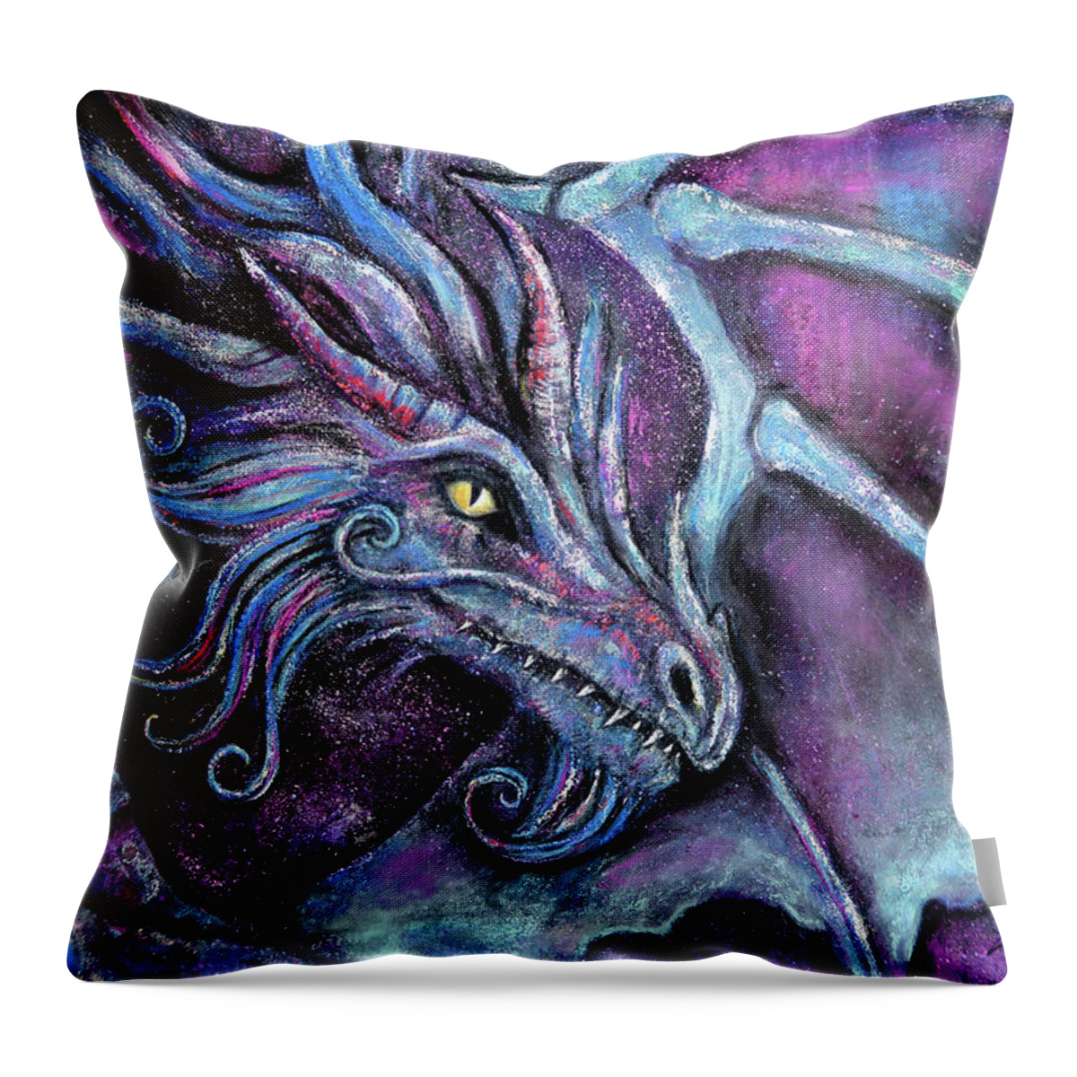 Dragon Throw Pillow featuring the pastel Celestial Guardian by Zoe Oakley