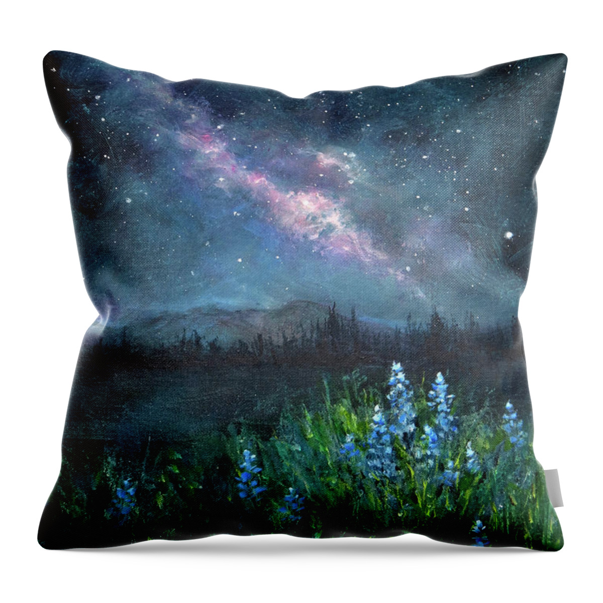 Meadow Throw Pillow featuring the painting Celestial Meadow by Zan Savage