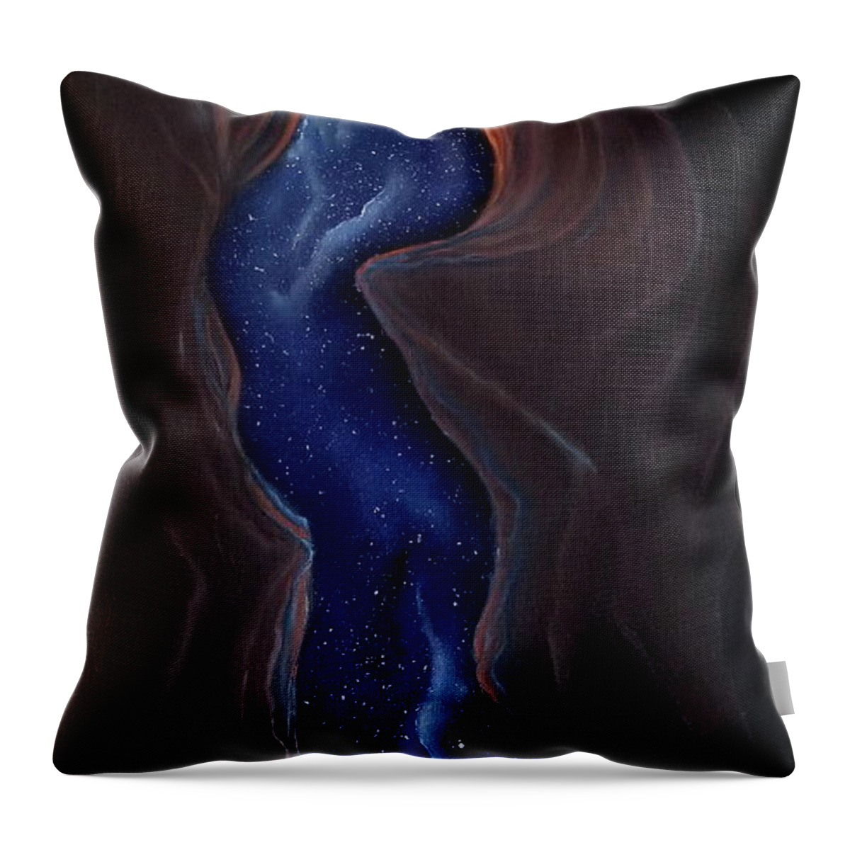 Slot Canyon Throw Pillow featuring the painting Celestial River by Neslihan Ergul Colley