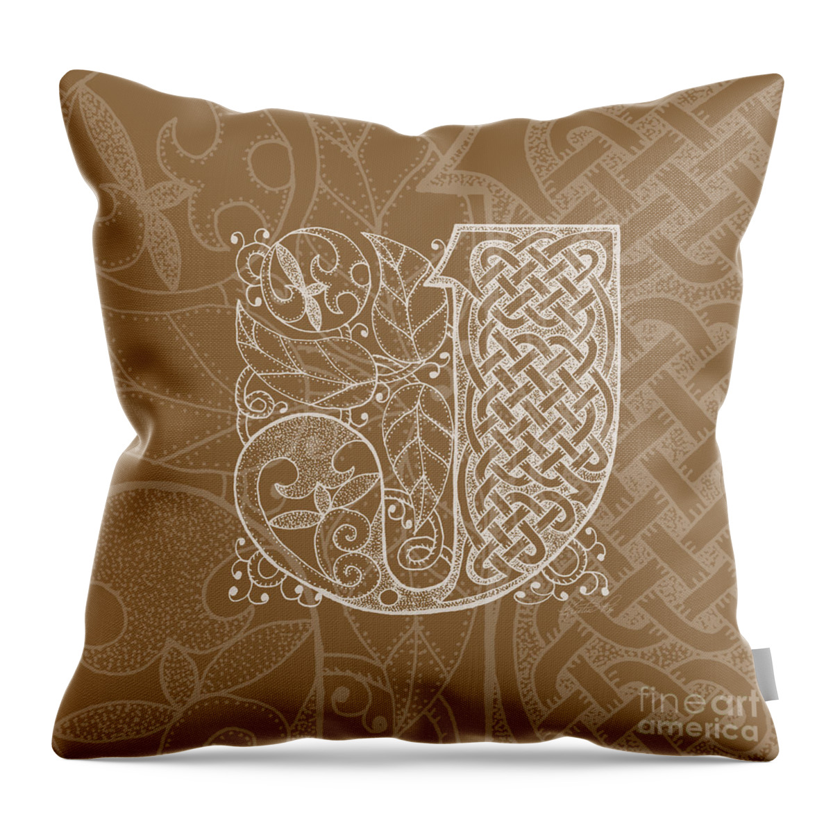 Artoffoxvox Throw Pillow featuring the mixed media Celtic Letter J Monogram by Kristen Fox