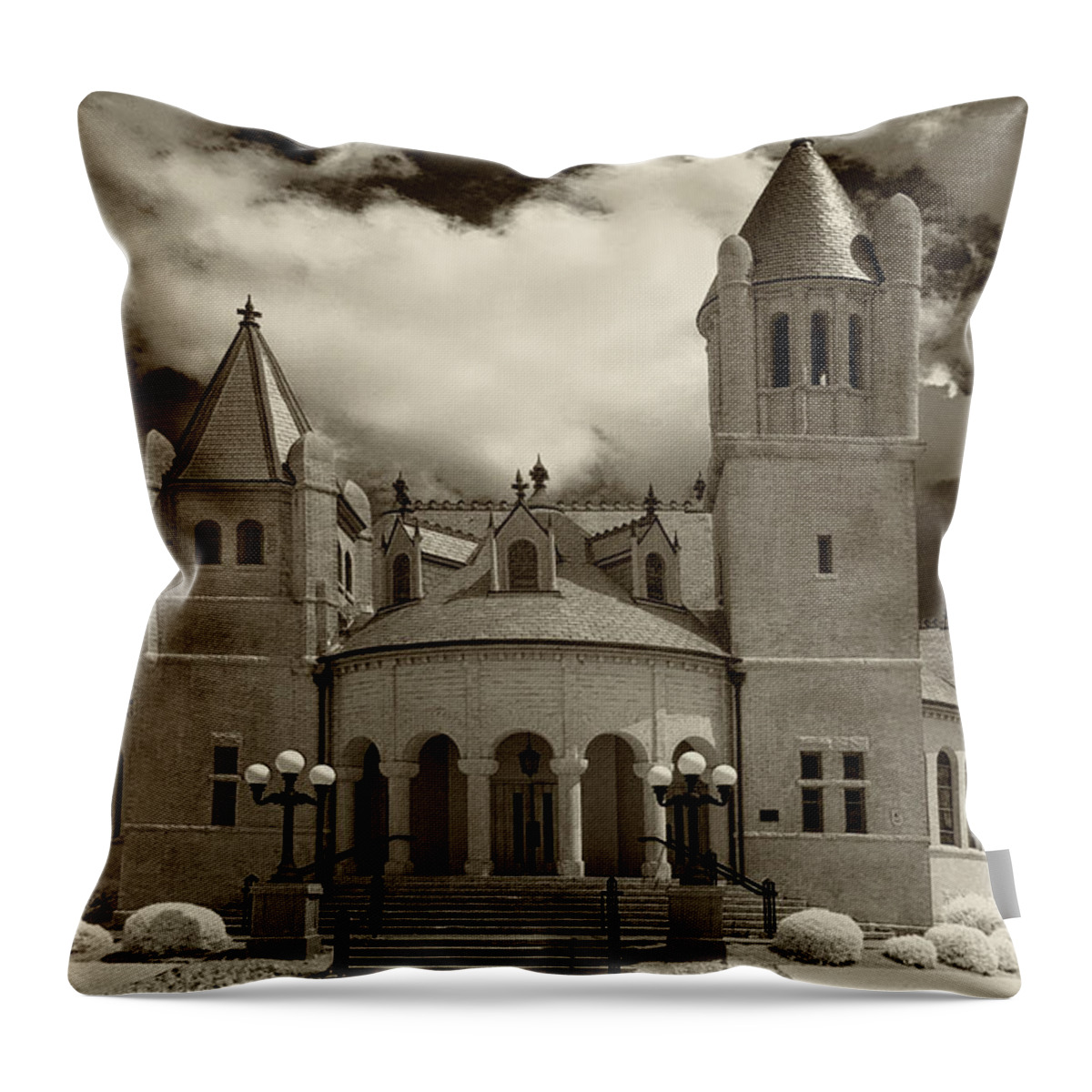 Infrared Throw Pillow featuring the photograph Centenary United Methodist Church by Anthony M Davis