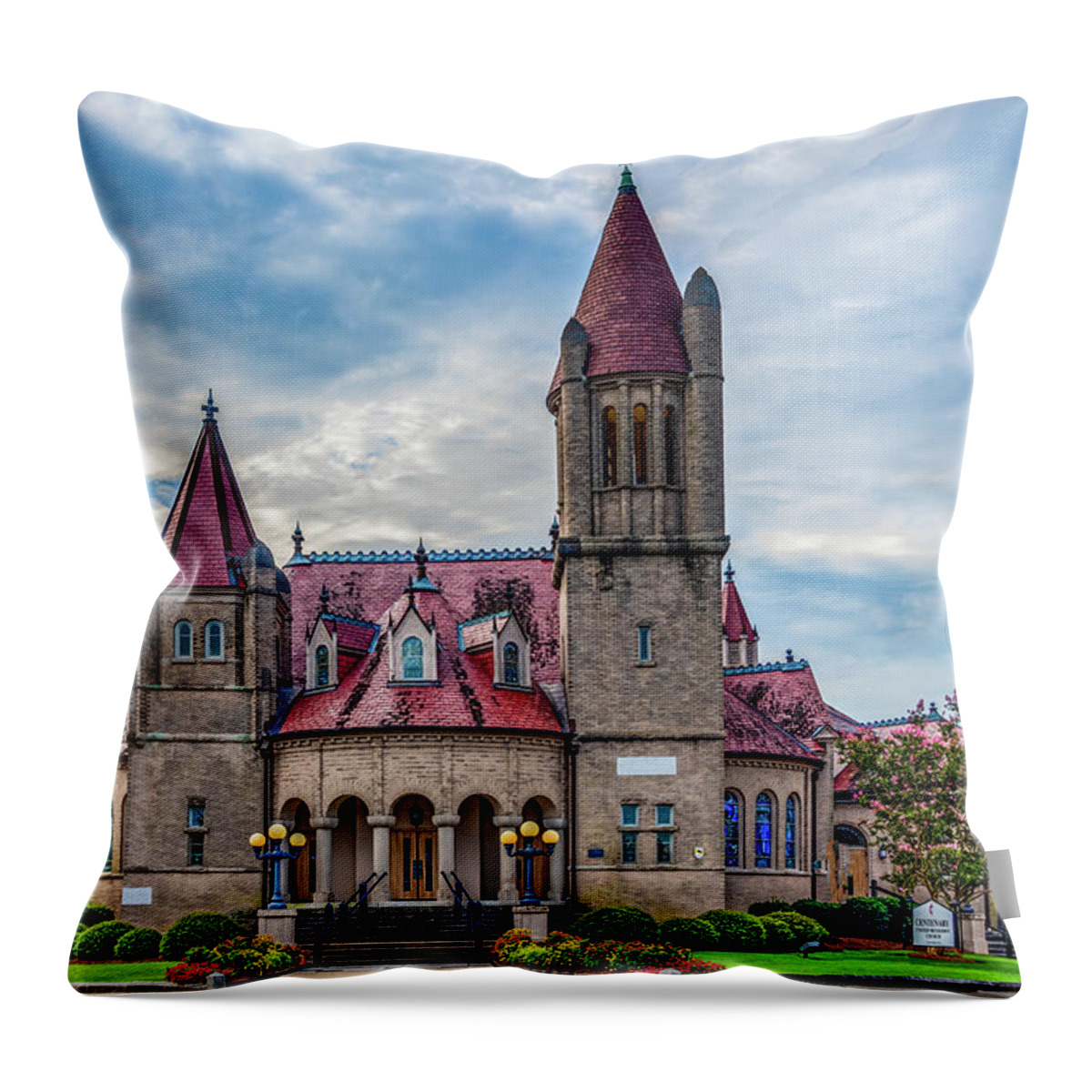  Throw Pillow featuring the photograph Centenary United Methodist Church of New Bern, North Carolina by Marcy Wielfaert
