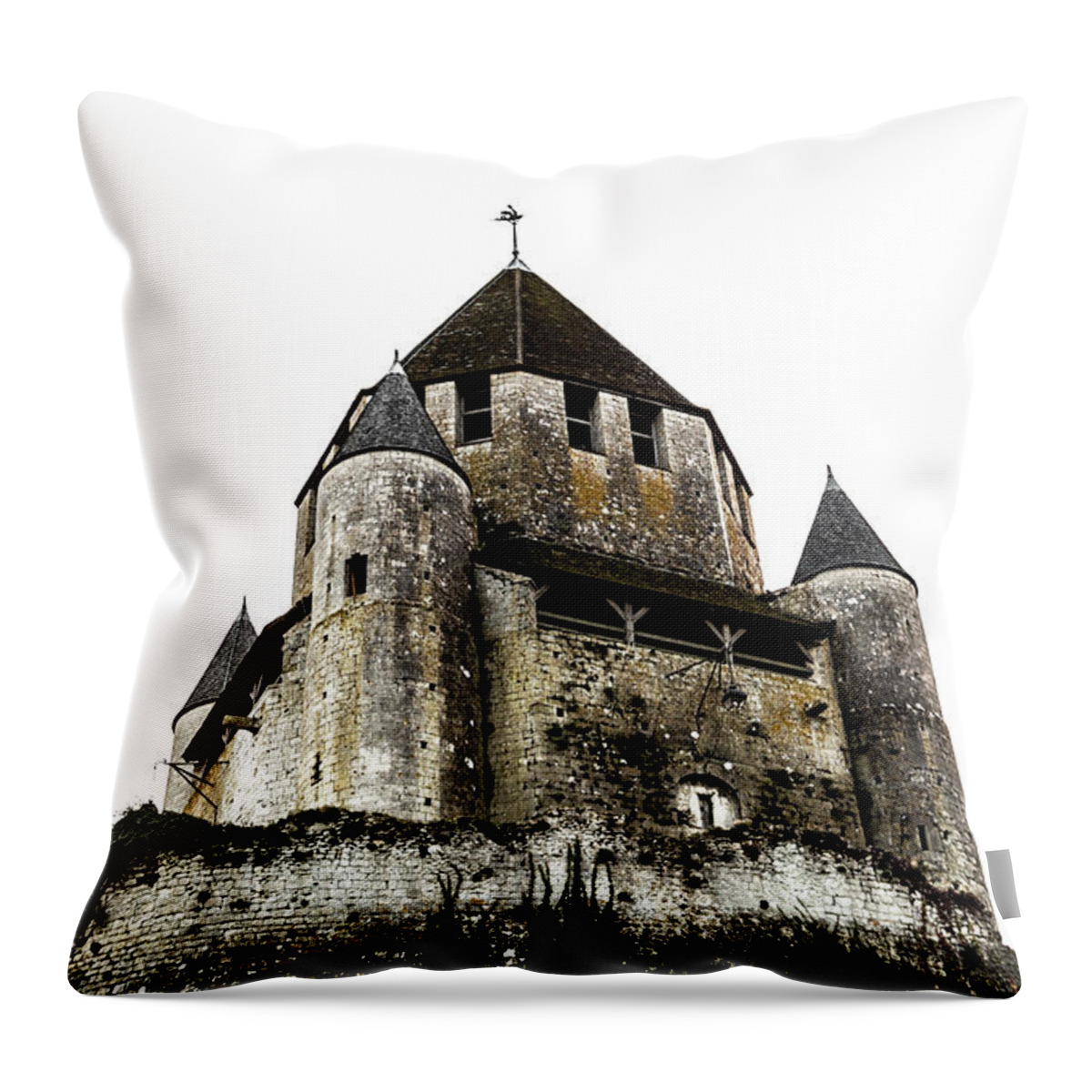 Architecture Throw Pillow featuring the photograph Cesar tower isolated on white by Fabiano Di Paolo