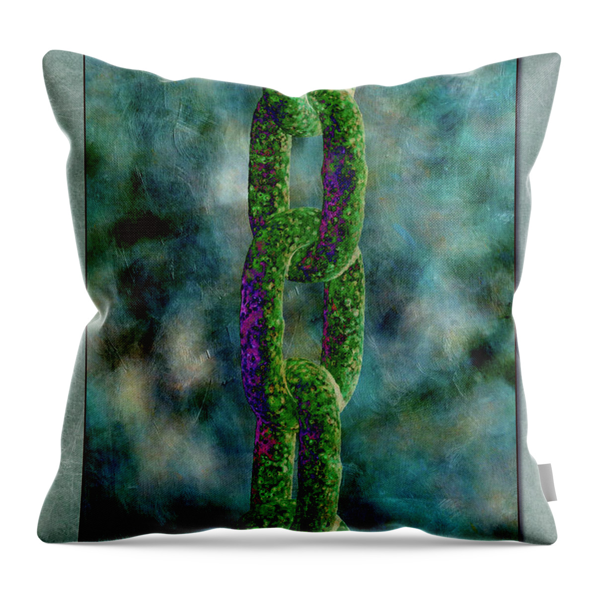 Chain Throw Pillow featuring the digital art Chain of Fools by WB Johnston