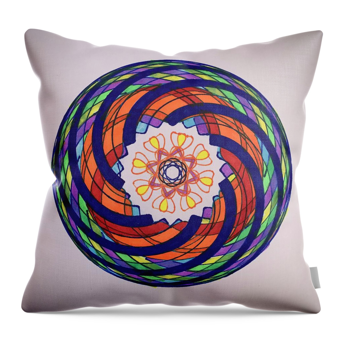 Spirograph Throw Pillow featuring the drawing Chakra Series #9 by Steve Sommers
