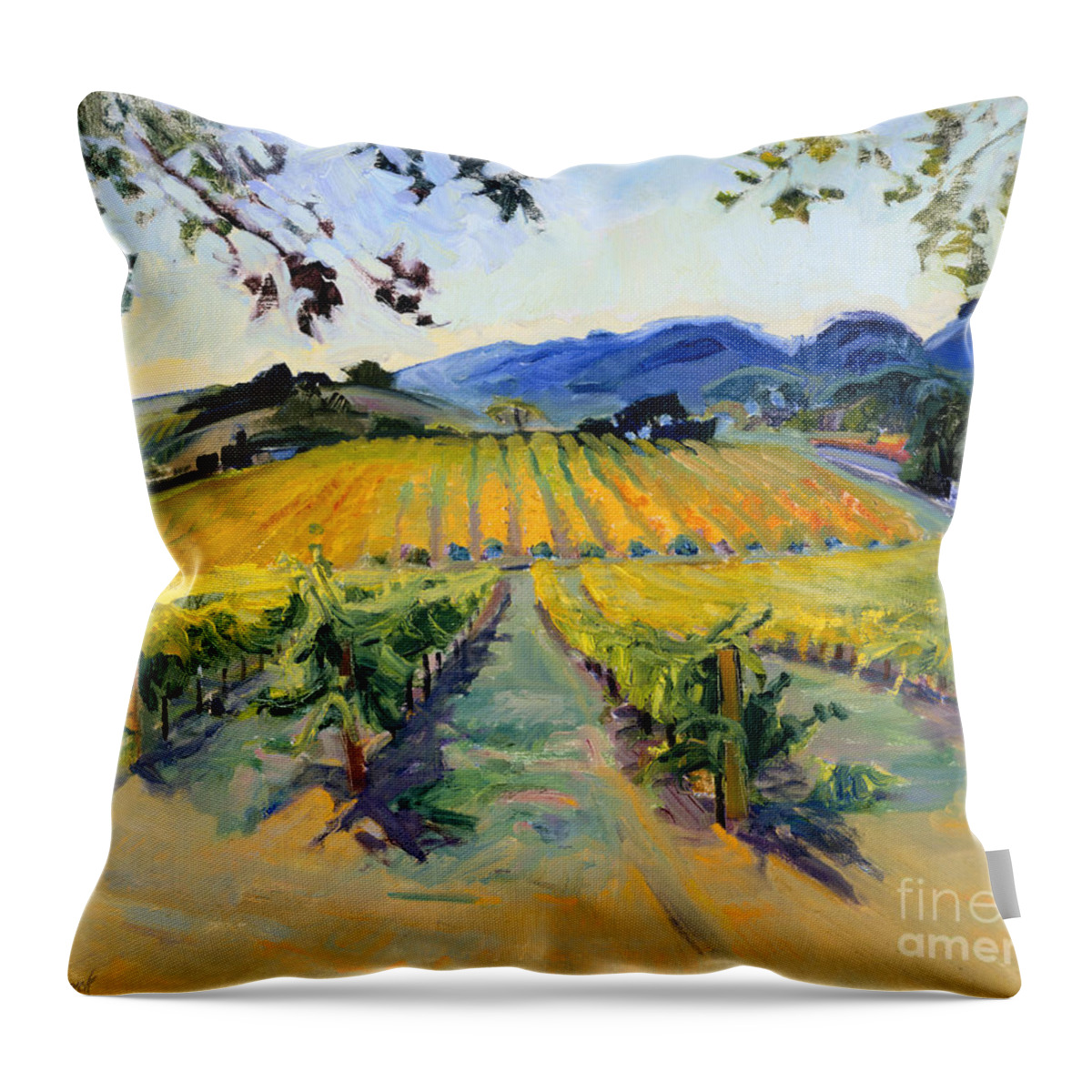 Vineyard Throw Pillow featuring the painting Chalk Bend Vineyard by John McCormick