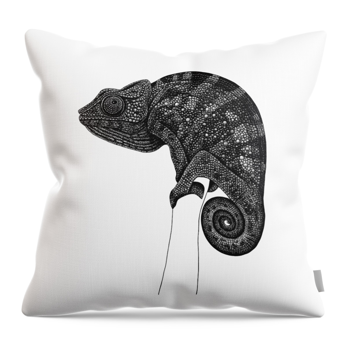 Chameleon Throw Pillow featuring the drawing Chameleon illustration by Loren Dowding