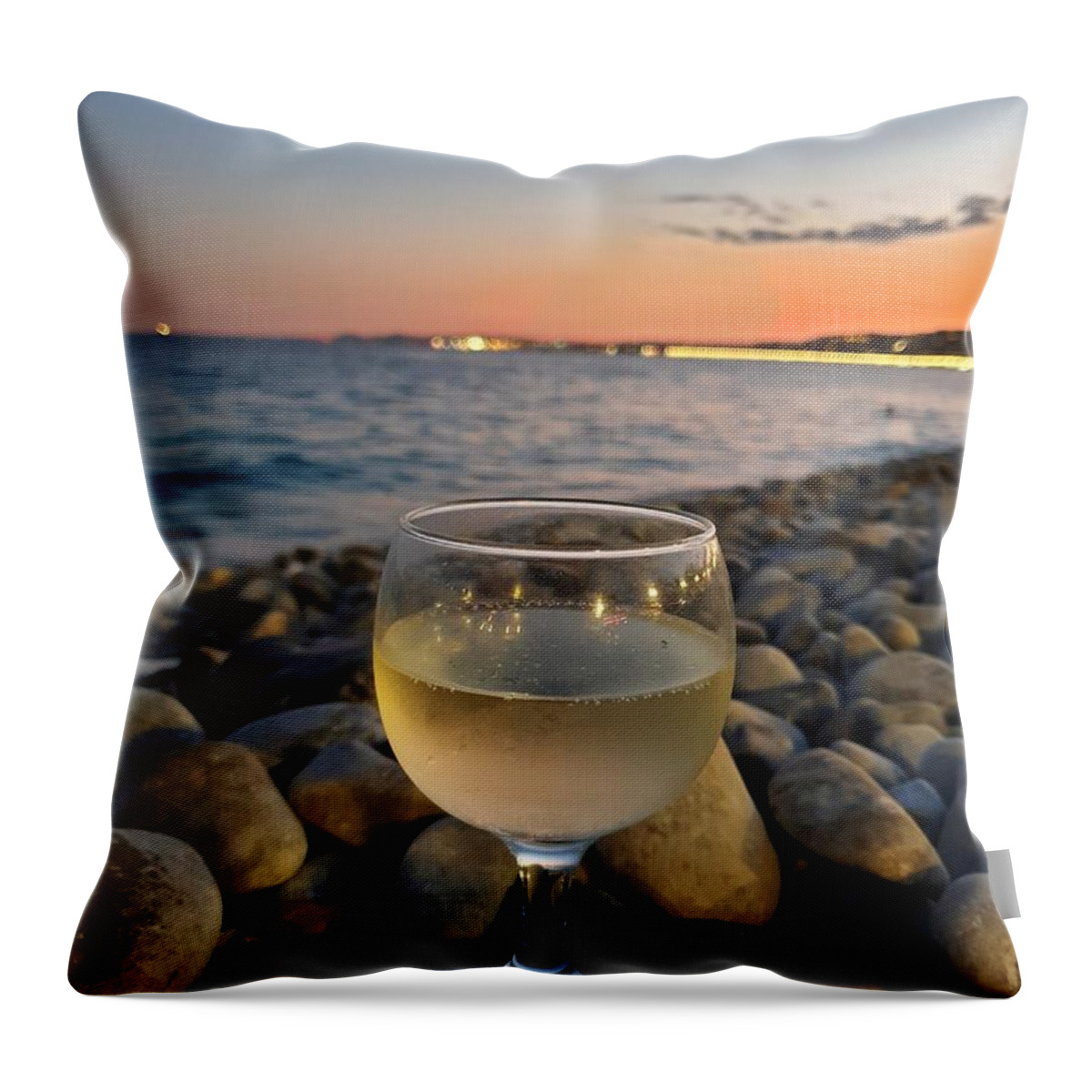 Wine Throw Pillow featuring the photograph Champagne on the Rocks by Andrea Whitaker