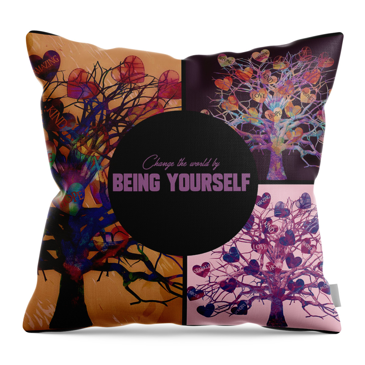 Self-esteem Throw Pillow featuring the digital art Change The World By Being Yourself by Michelle Liebenberg