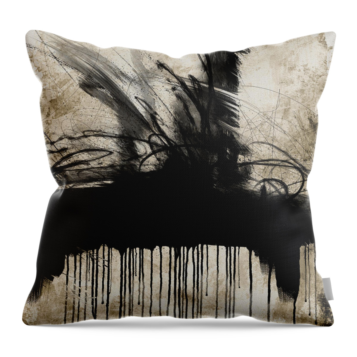 Abstract Throw Pillow featuring the digital art Chaos Drips Away by Shawn Conn
