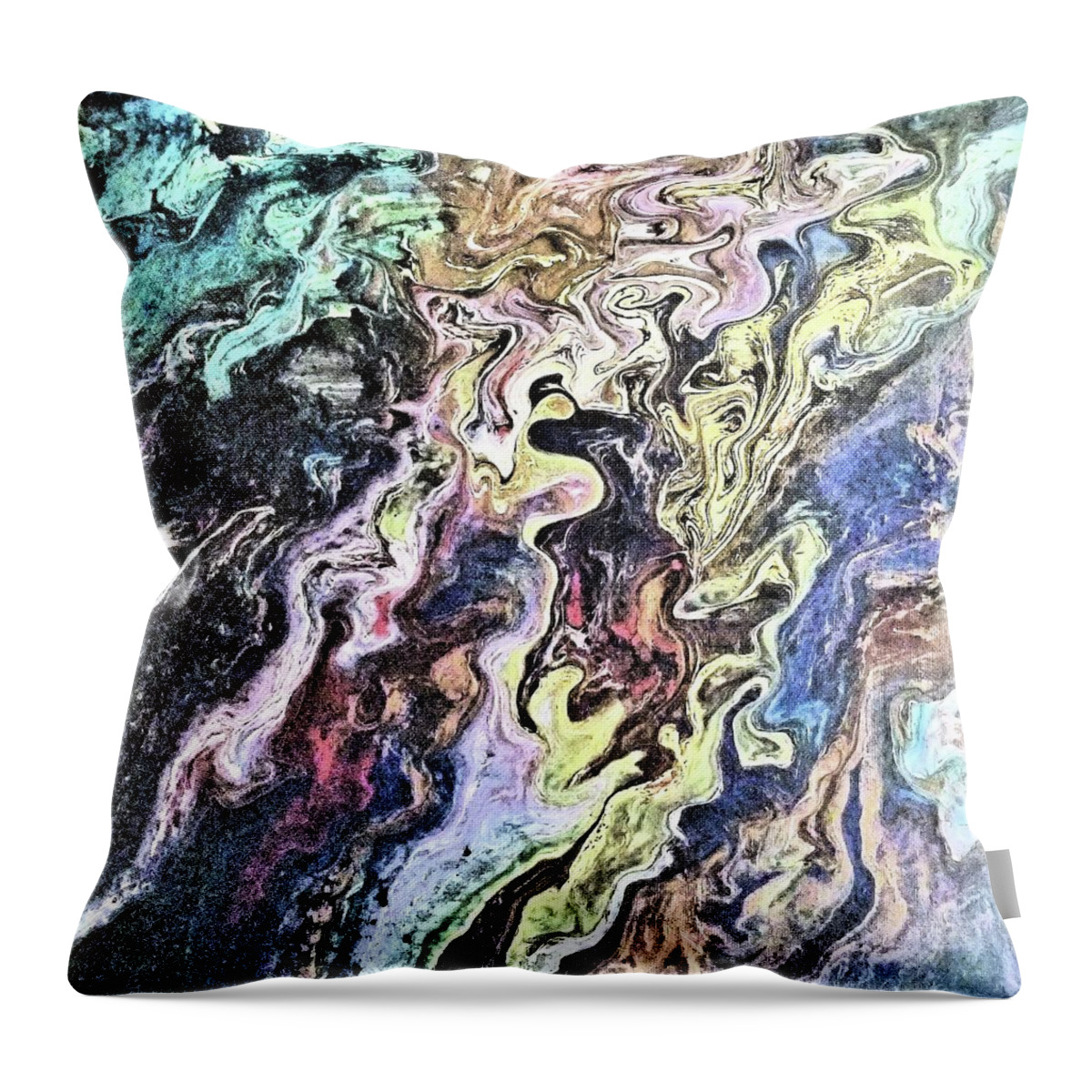 Abstract Throw Pillow featuring the painting Chaos Theroy II by Pour Your heART Out Artworks