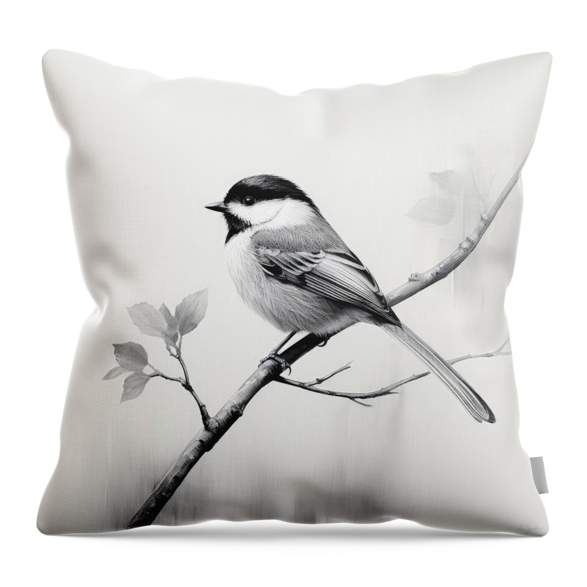 Chickadee Throw Pillow featuring the painting Charcoal Symphony by Lourry Legarde