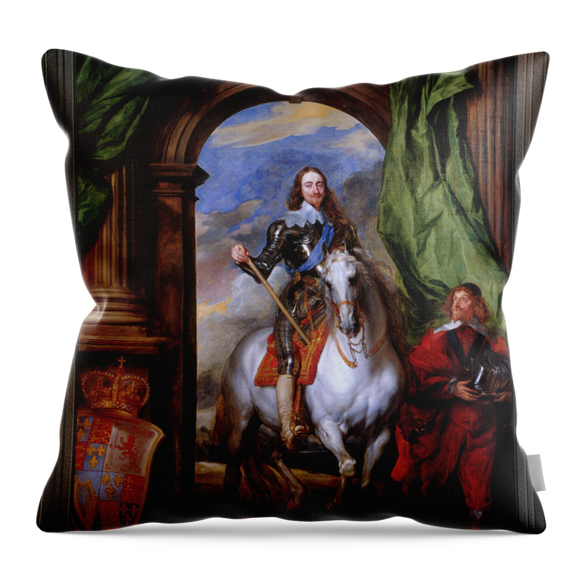 Charles I Throw Pillow featuring the painting Charles I with M. de St Antoine by Anthony van Dyck by Rolando Burbon
