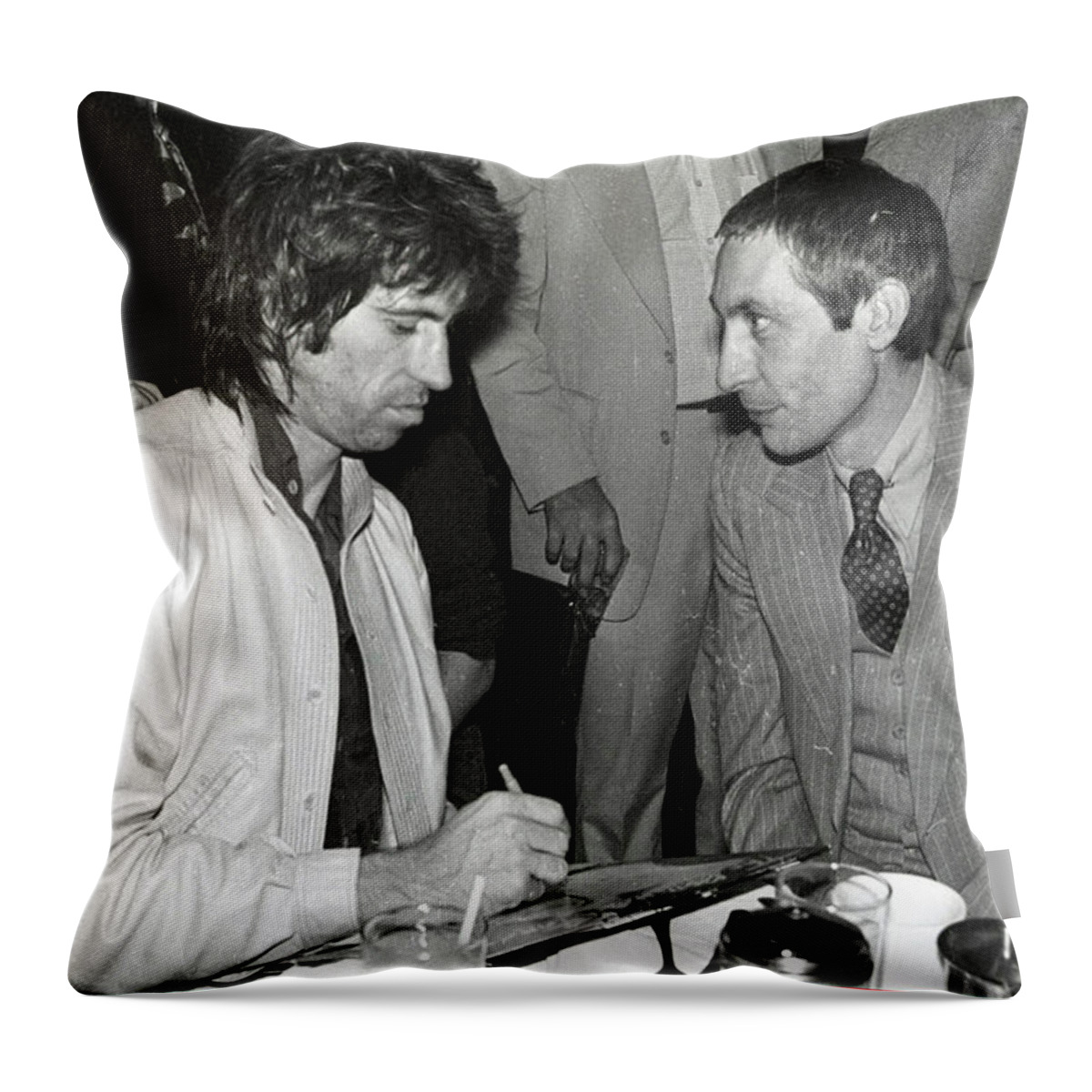 Charlie Watts Throw Pillow featuring the photograph Charlie and Richards Autographing by Imagery-at- Work