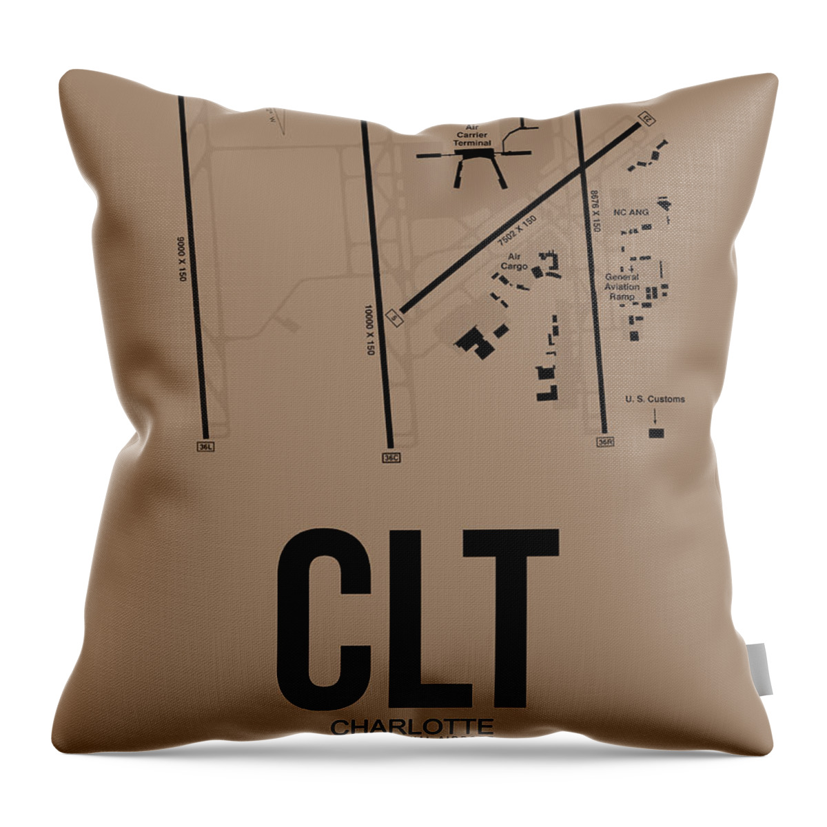 Charlotte Throw Pillow featuring the digital art Charlotte North Carolina by Naxart Studio