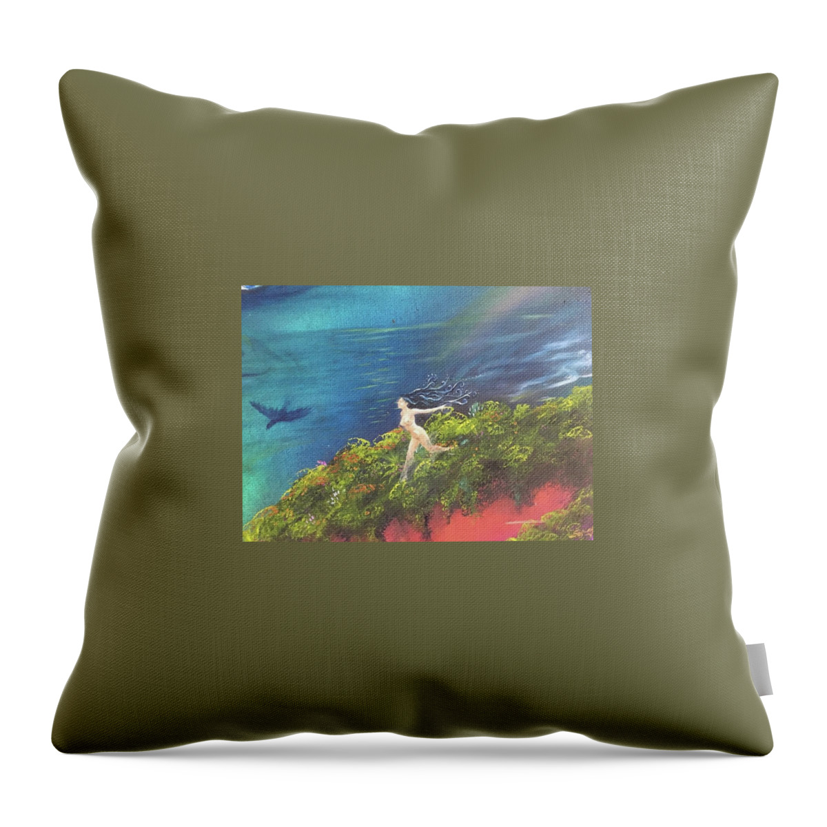 Masks Throw Pillow featuring the painting Chase Your Vision by Sofanya White