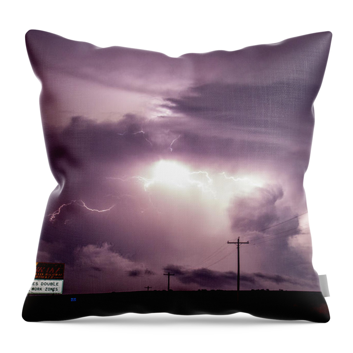 Nebraskasc Throw Pillow featuring the photograph Chasing Night Tornadoes 003 by Dale Kaminski