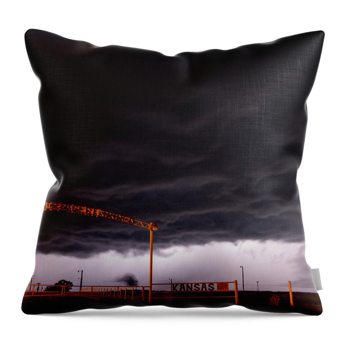 Nebraskasc Throw Pillow featuring the photograph Chasing Night Tornadoes 015 by Dale Kaminski