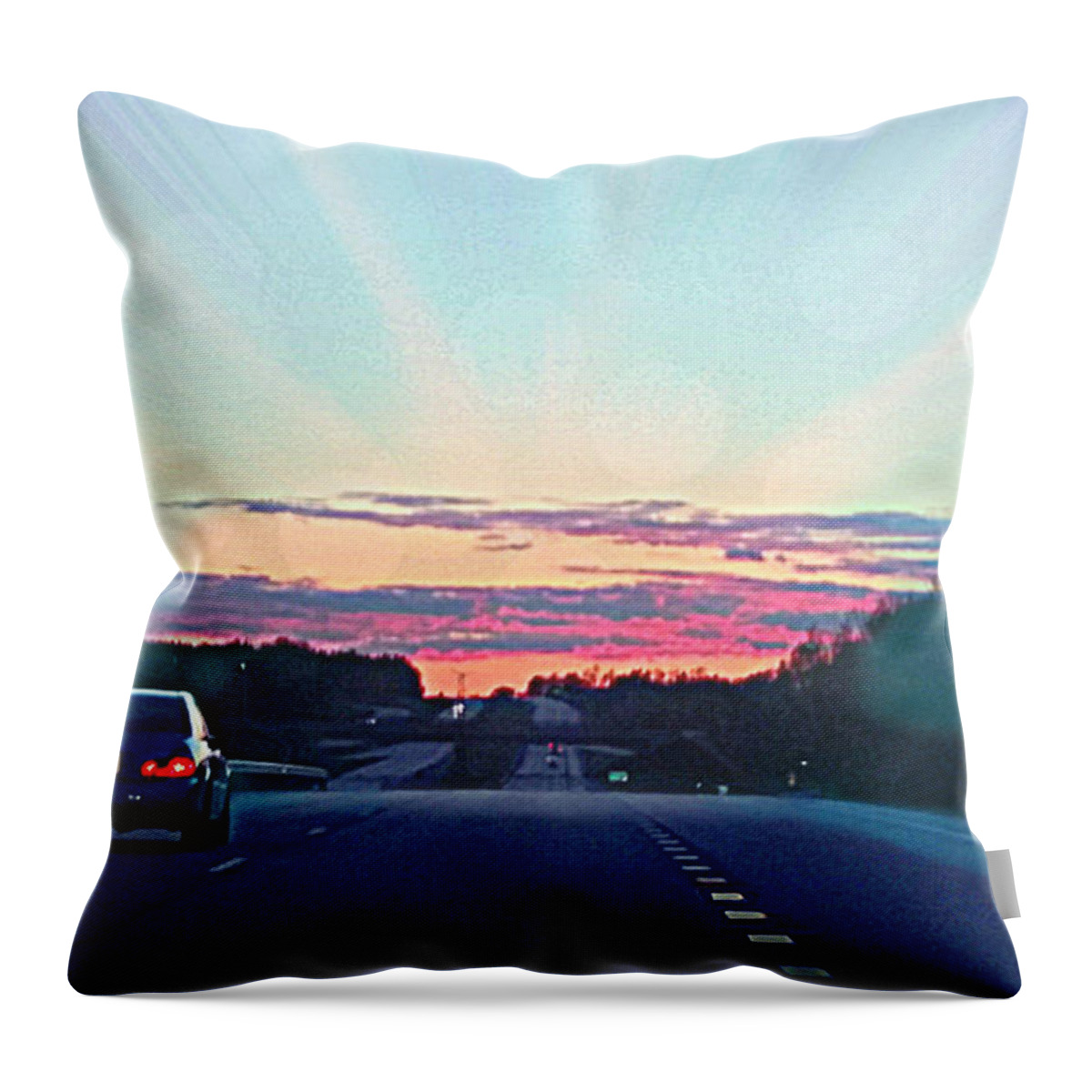 Pink Clouds Throw Pillow featuring the mixed media Chasing Pink Clouds by Diamante Lavendar