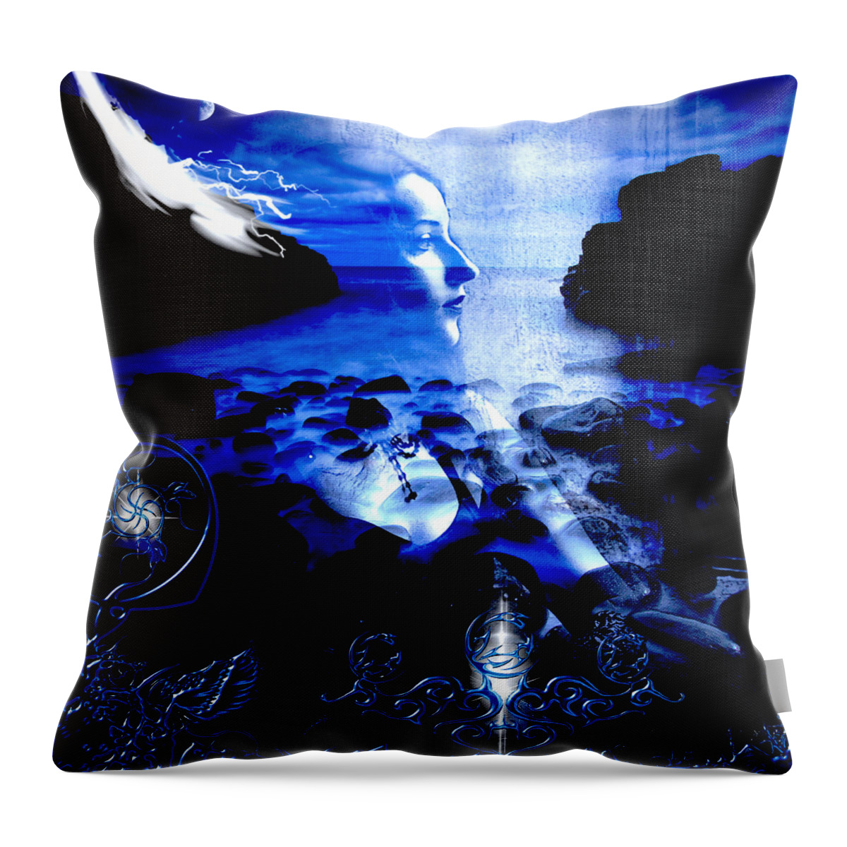 Blues Throw Pillow featuring the digital art Chasing The Blues by Michael Damiani