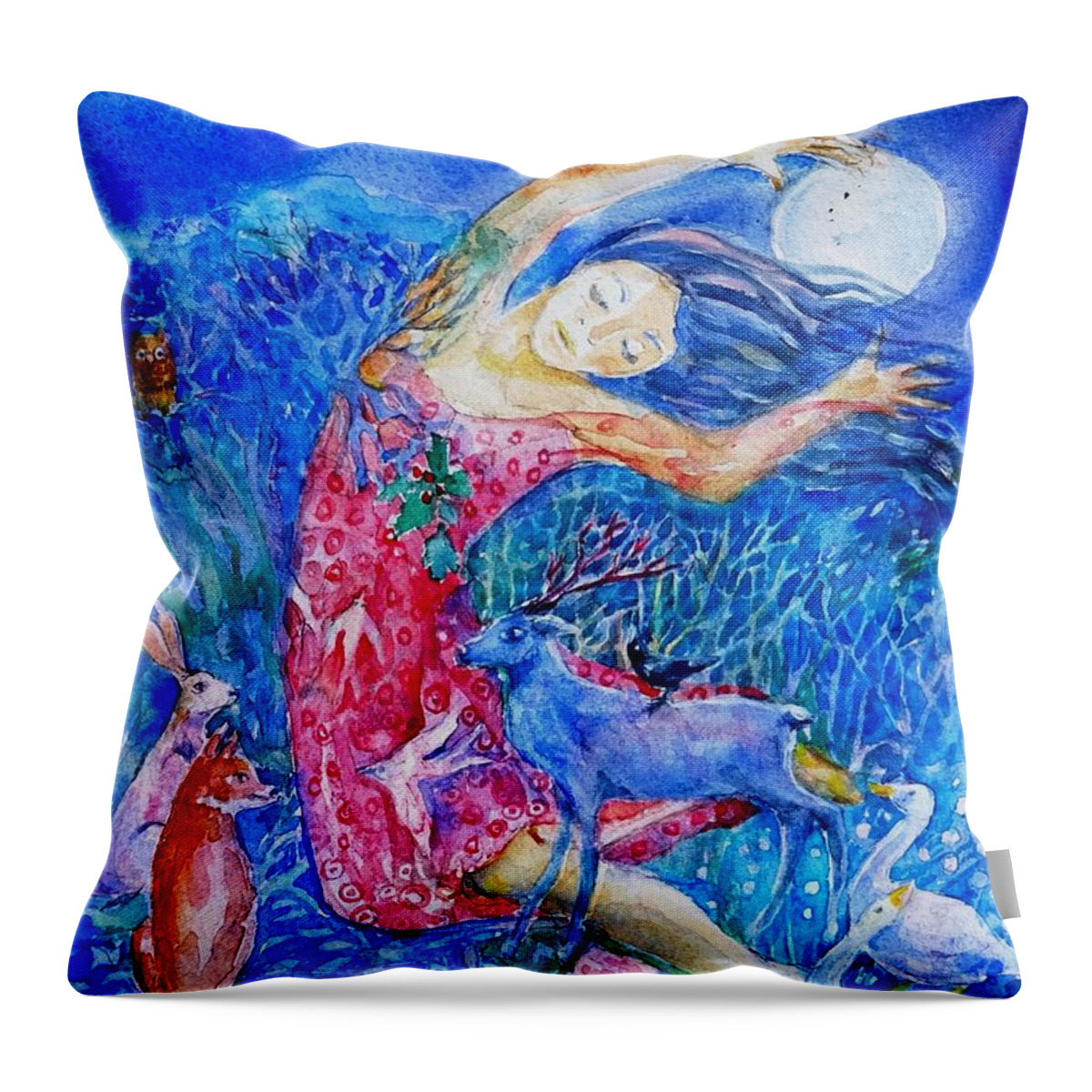 Moon Throw Pillow featuring the painting Chasing the Moon by Trudi Doyle