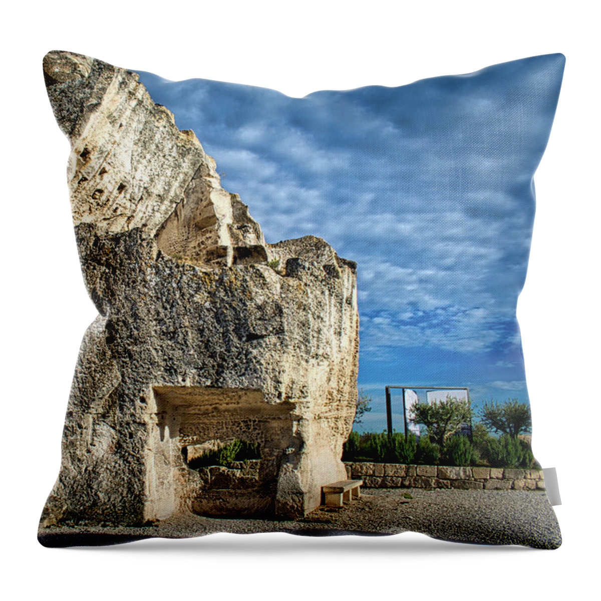 Rock Throw Pillow featuring the photograph Chateau des Baux by Portia Olaughlin