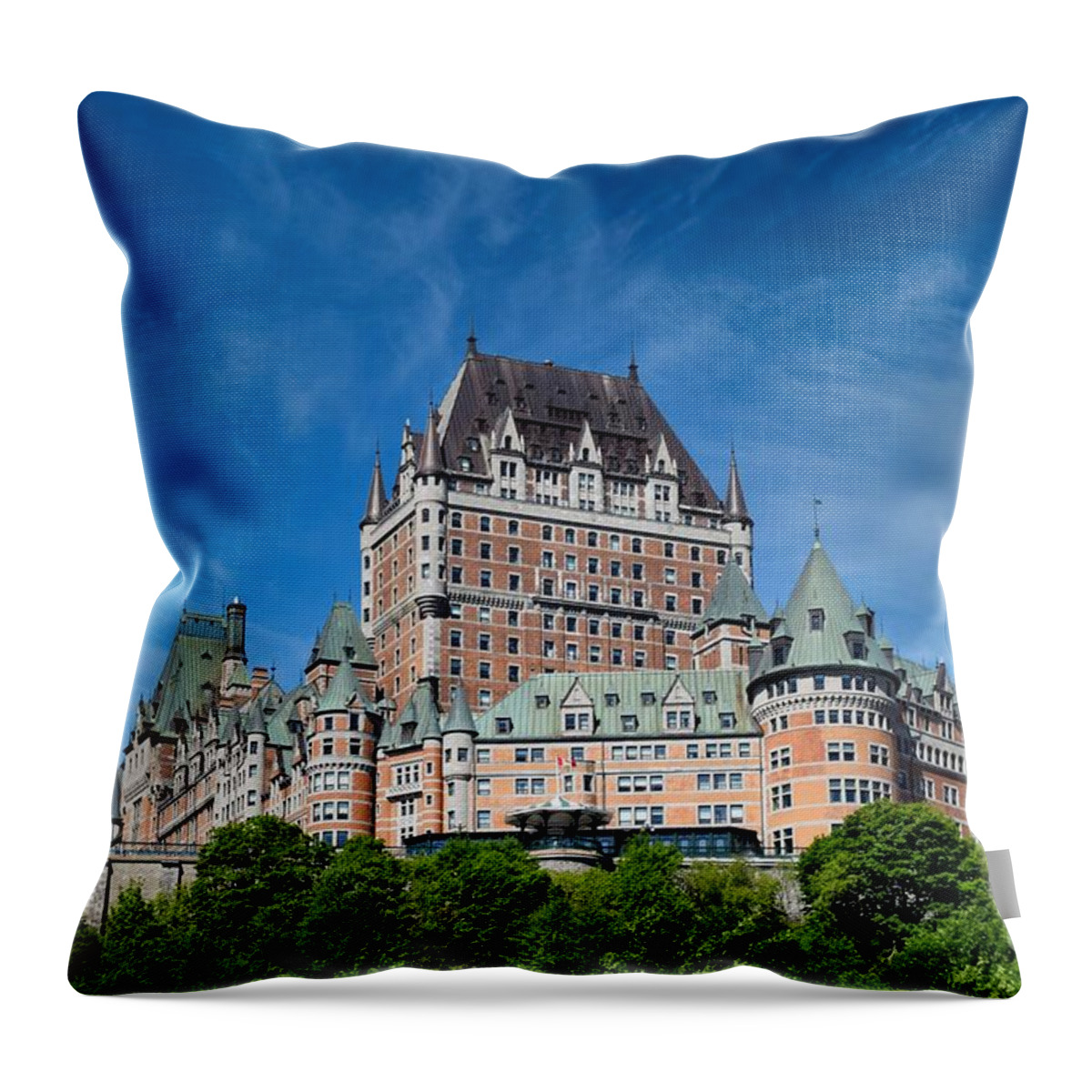 Chateau Throw Pillow featuring the photograph Chateau Frontenac QC Photo 158 by Lucie Dumas
