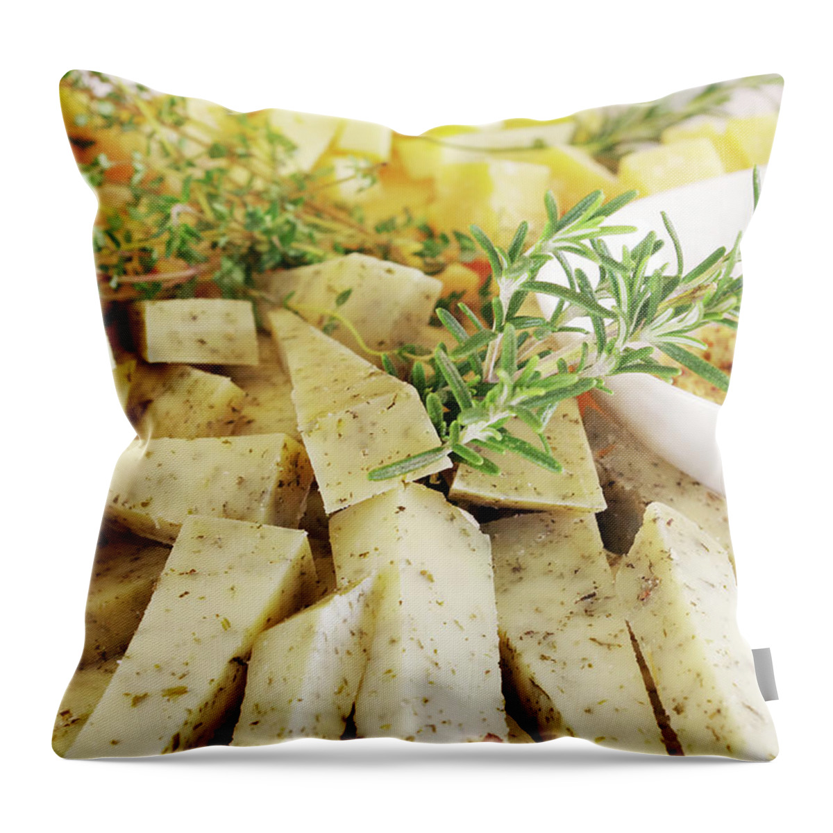 Side Dish Throw Pillow featuring the photograph Cheese platter by Kaoru Shimada