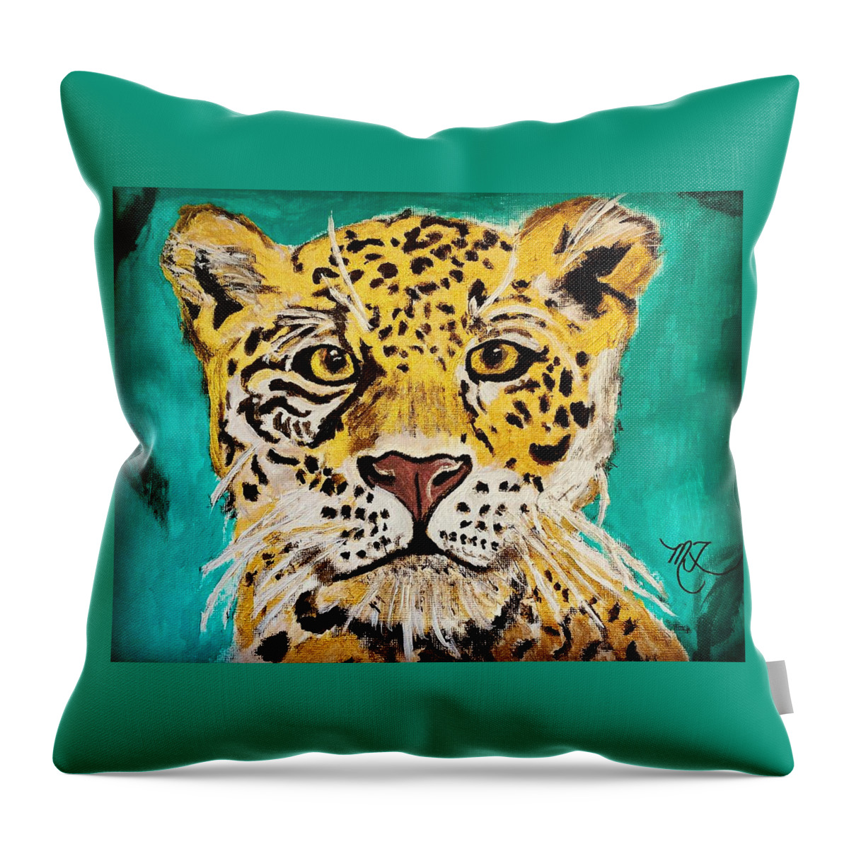 Cat Throw Pillow featuring the painting Cheetah by Melody Fowler