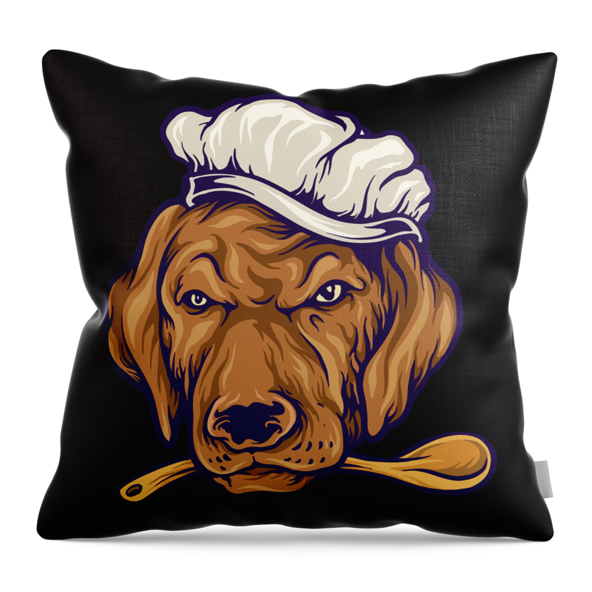 Dog Throw Pillow featuring the digital art Chef Dog Head by Sambel Pedes