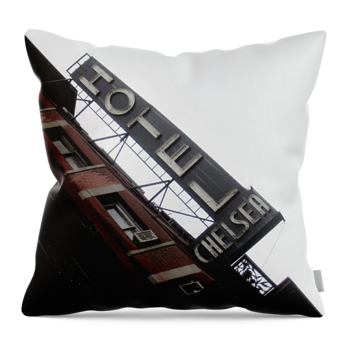 Chelsea Hotel Throw Pillow featuring the photograph Chelsea Hotel Sign by Chris Goldberg