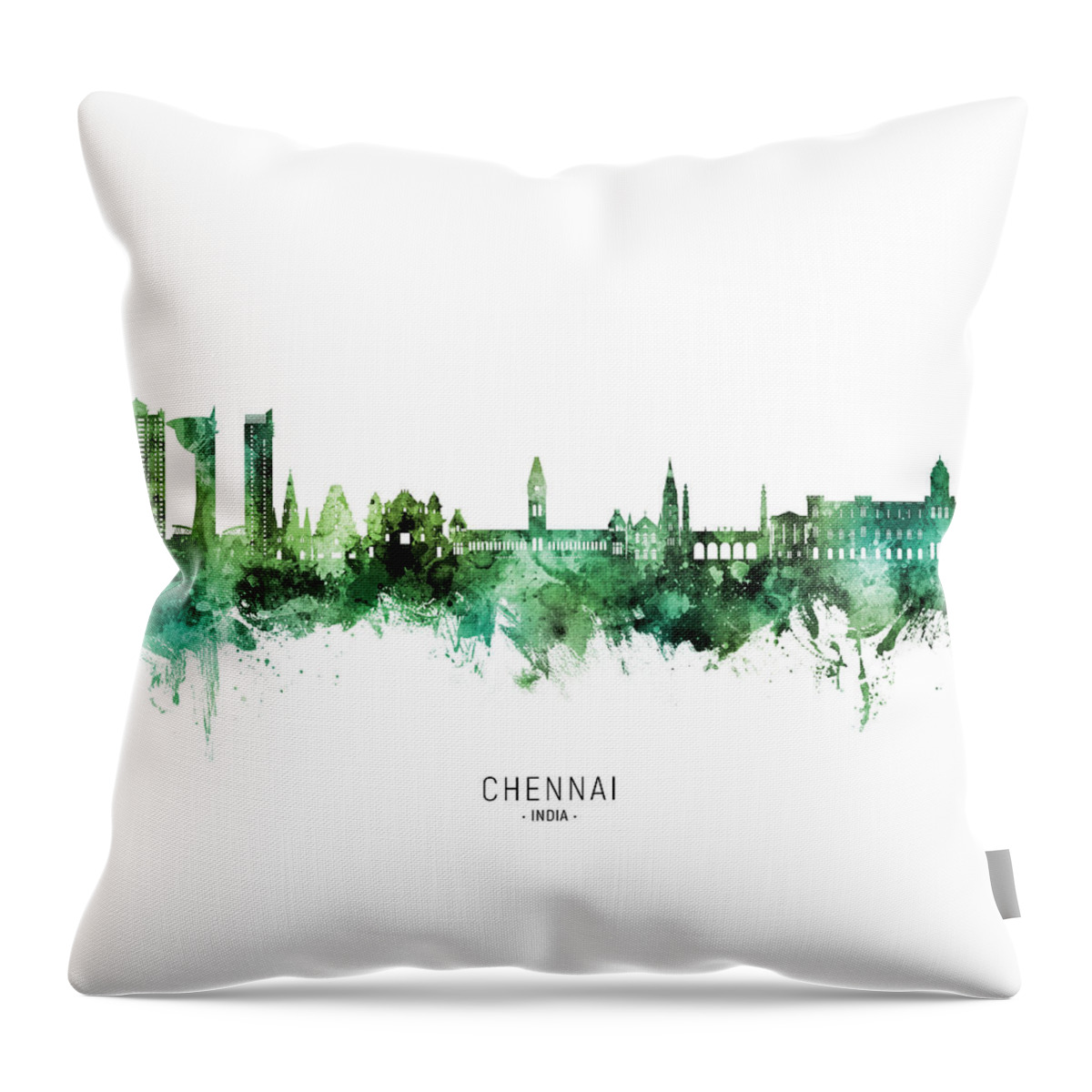Chennai Throw Pillow featuring the digital art Chennai Skyline India #53 by Michael Tompsett