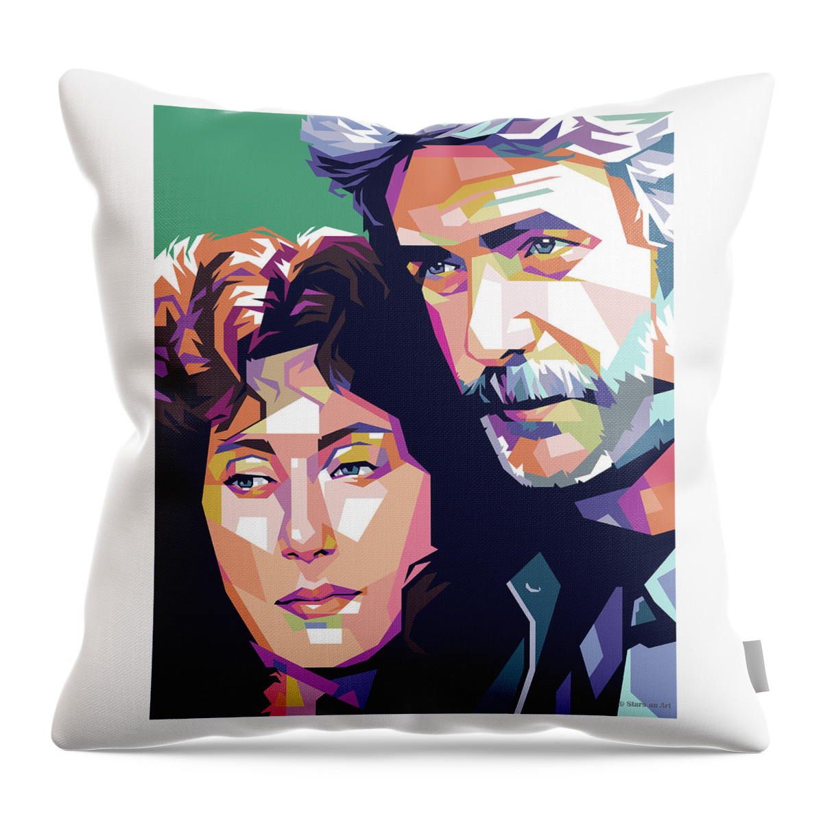 Cher Throw Pillow featuring the digital art Cher and Sam Elliott by Movie World Posters