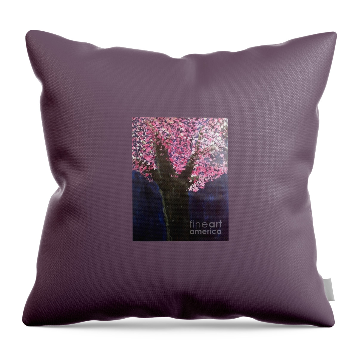 Cherry Blossoms Joy Colour Life Tree Renewal Friendship Throw Pillow featuring the painting Cherry Blossoms by Nina Jatania