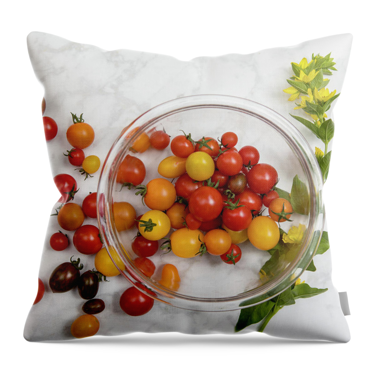 June2020 Throw Pillow featuring the photograph Cherry Tomatoes 3 by Rebecca Cozart
