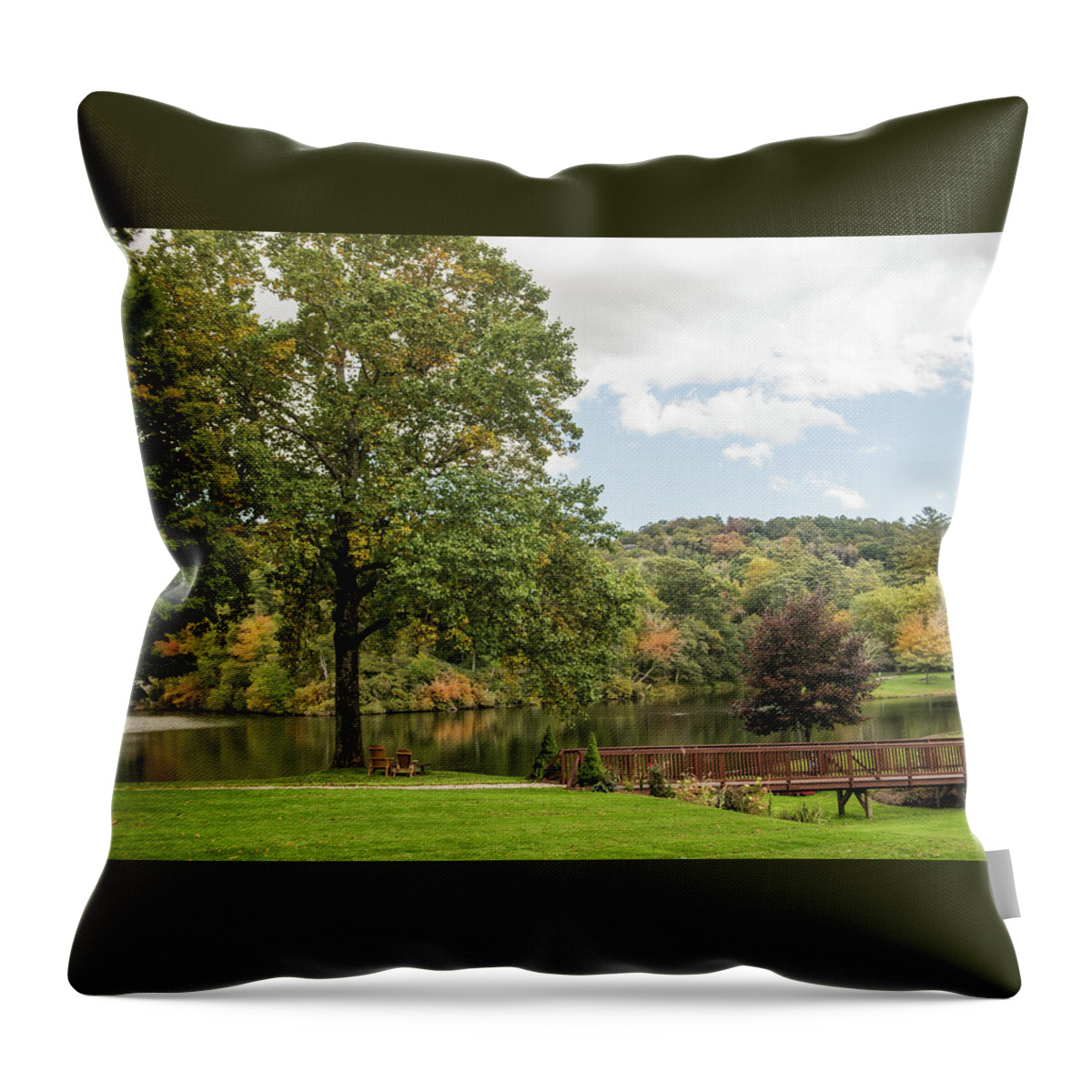 Chetola Lodge Throw Pillow featuring the photograph Chetola Lodge In The Fall by Cynthia Wolfe