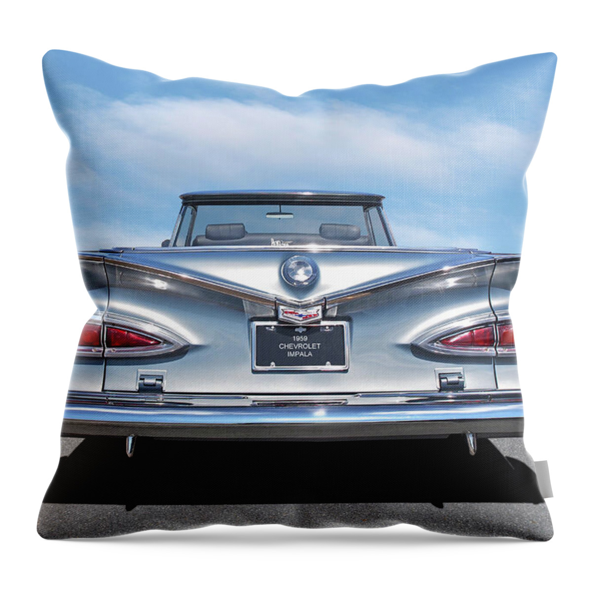 Chevrolet Impala Throw Pillow featuring the photograph Chevrolet Impala 1959 Shining in the Light by Gill Billington