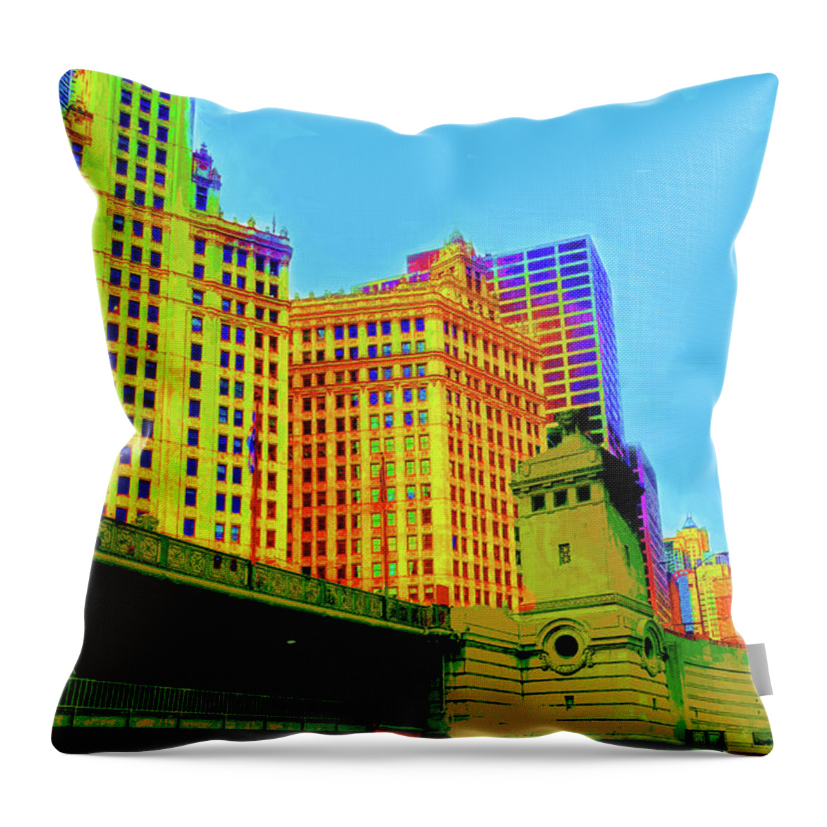 Chicago Throw Pillow featuring the photograph Chicago 20 Michigan Ave. Bridge by CHAZ Daugherty