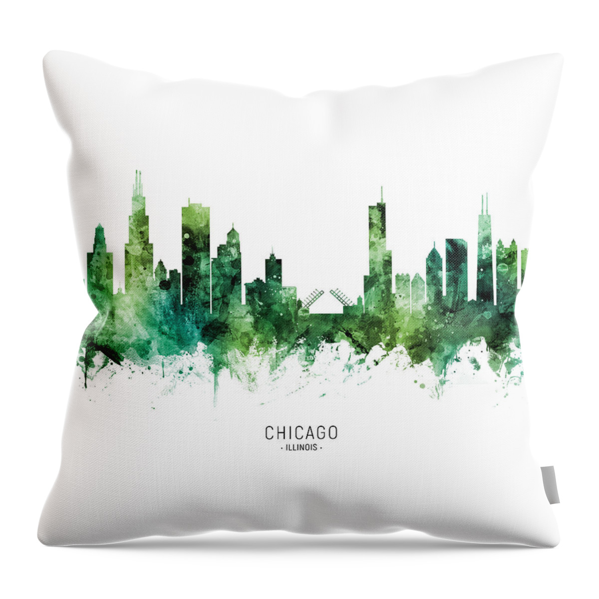 Chicago Throw Pillow featuring the digital art Chicago Illinois Skyline #77 by Michael Tompsett