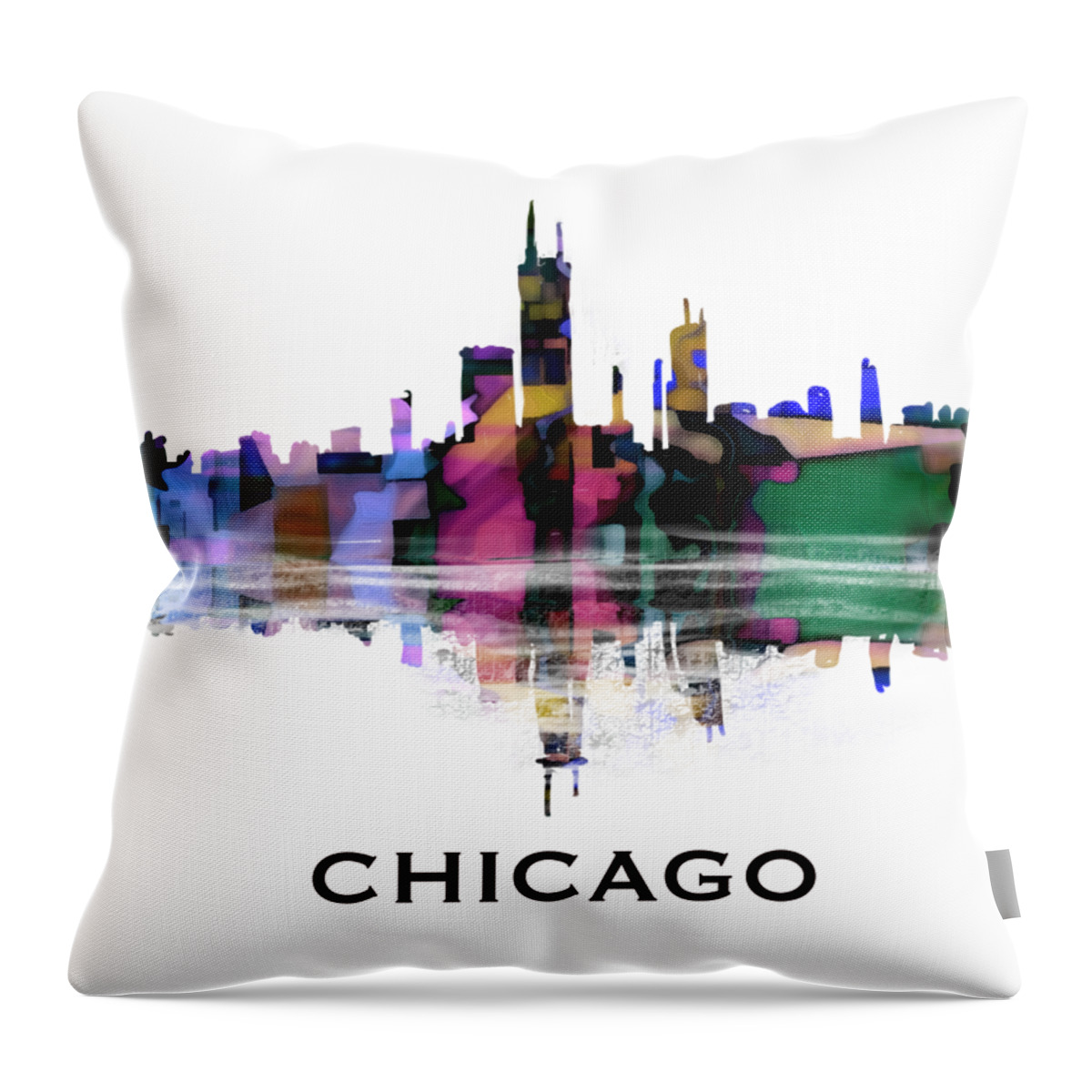 Abstract Throw Pillow featuring the mixed media Chicago Skyline Abstract 1B by Eileen Backman